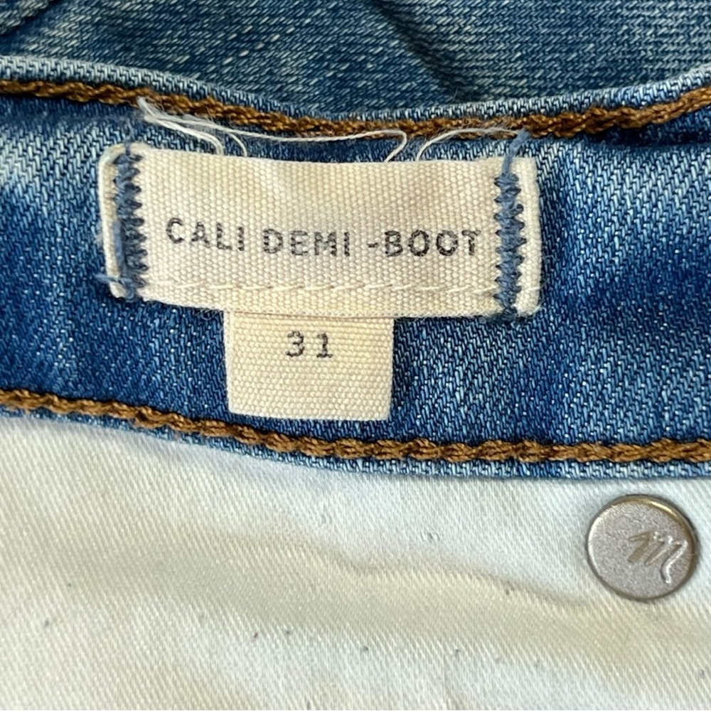 MADEWELL Cali Demi-Boot Jeans | Size 31 | Medium Wash Denim | Raw Hem - Picture 8 of 11